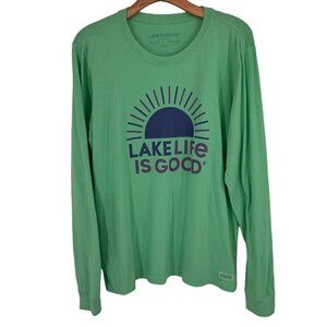 Life Is Good Womens Lake Life Long Sleeve Crusher Tee Green size large cotton